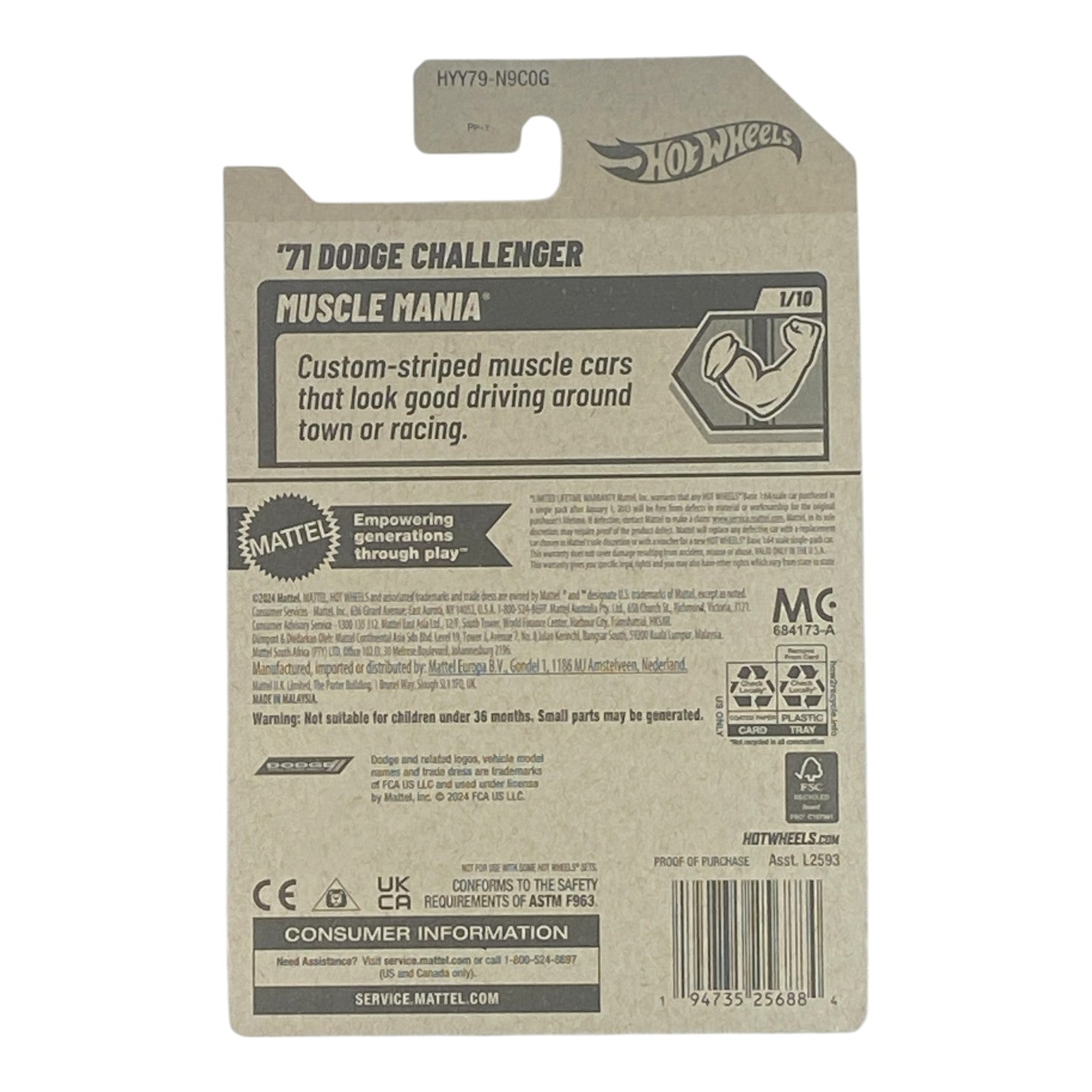 Hot Wheels '71 Dodge Challenger - Muscle Mania Series 1/10 - Collectors World Toys