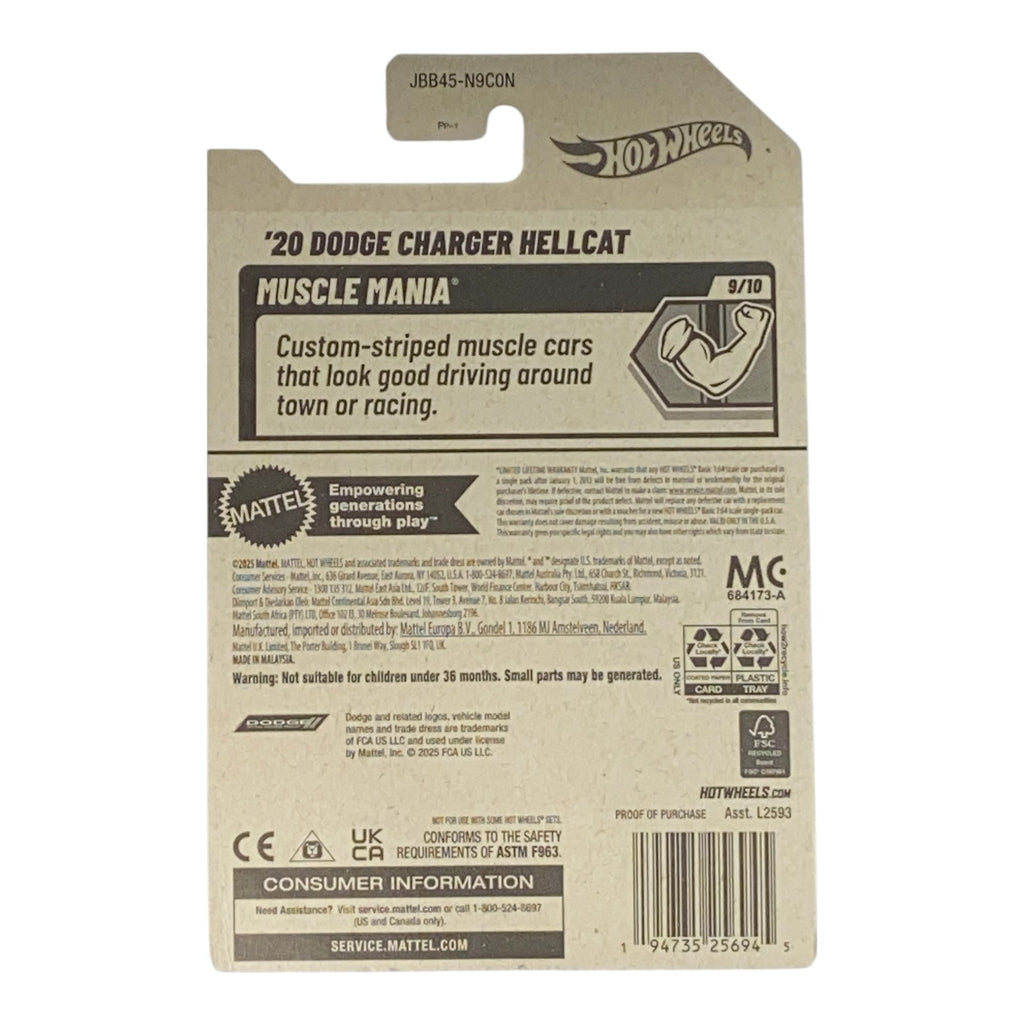 Hot Wheels '20 Dodge Charger Hellcat - Muscle Mania Series 9/10 - Collectors World Toys