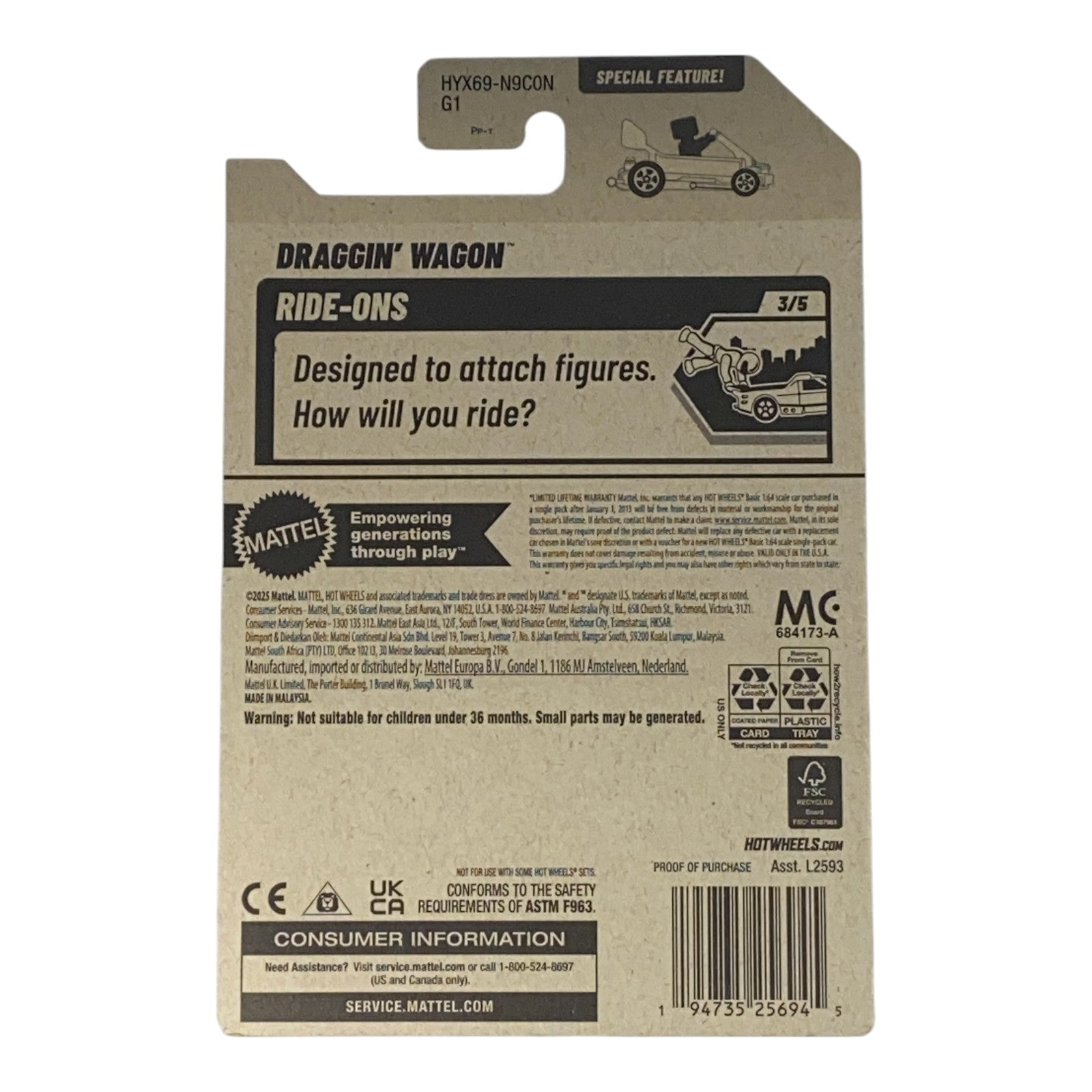 Hot Wheels Draggin' Wagon - Ride-Ons Series 3/5 - Collectors World Toys