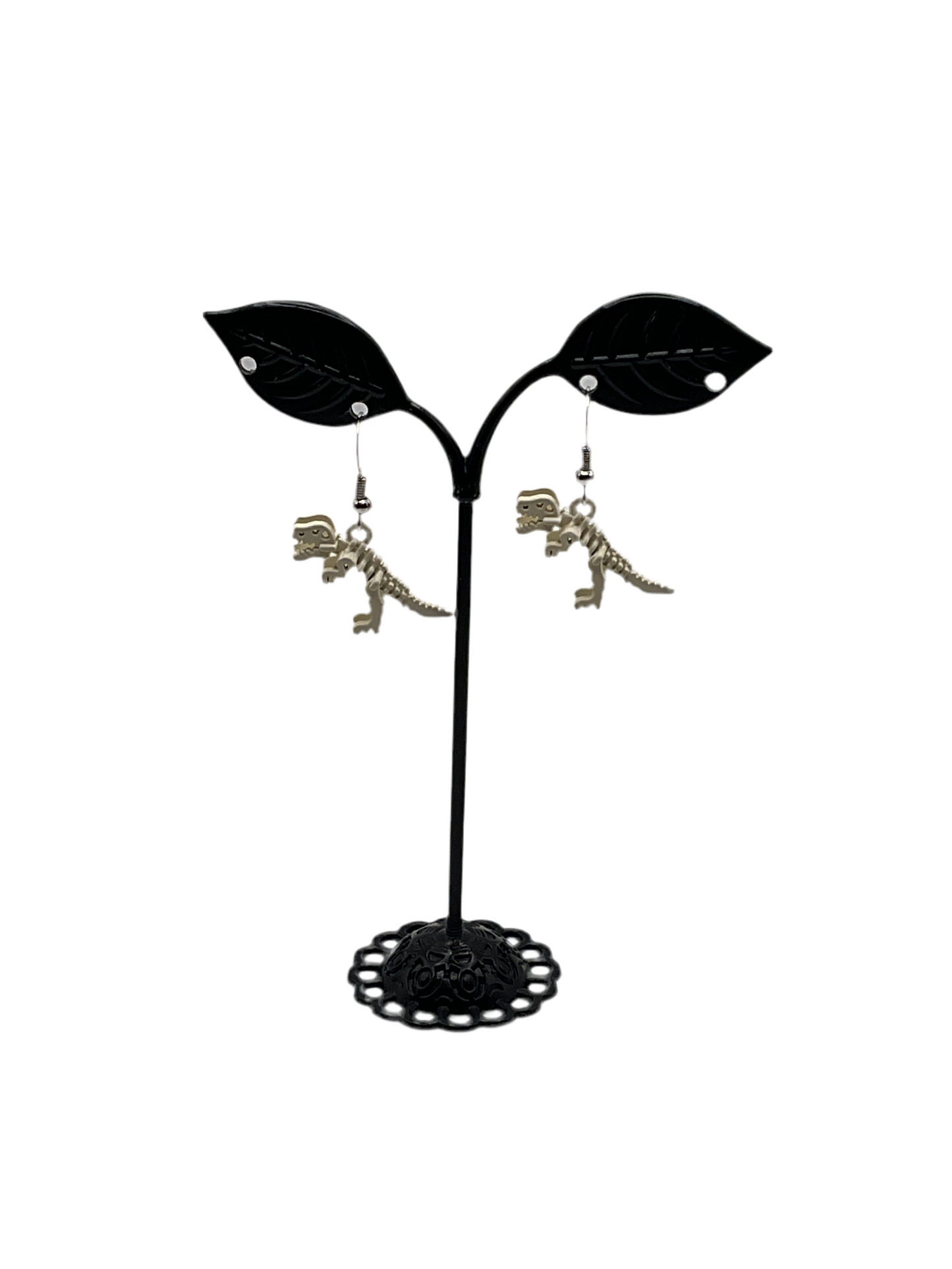 White Dinosaur Skeleton Earrings