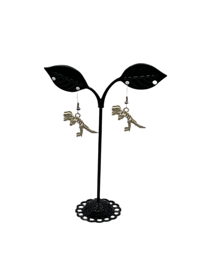 White Dinosaur Skeleton Earrings