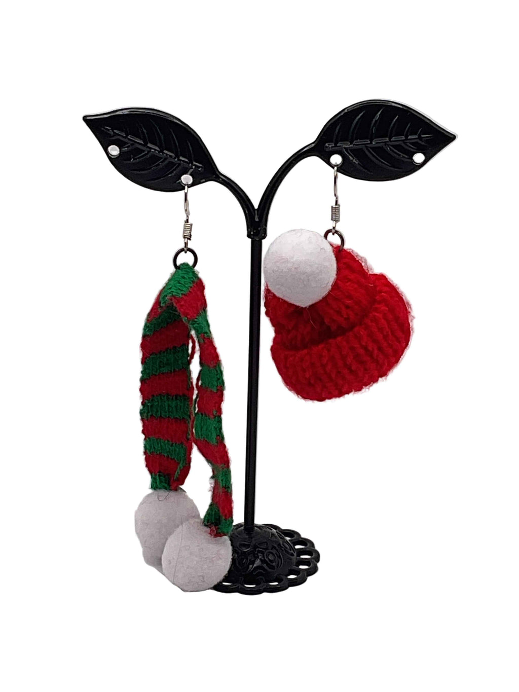 Scarf and hat earrings