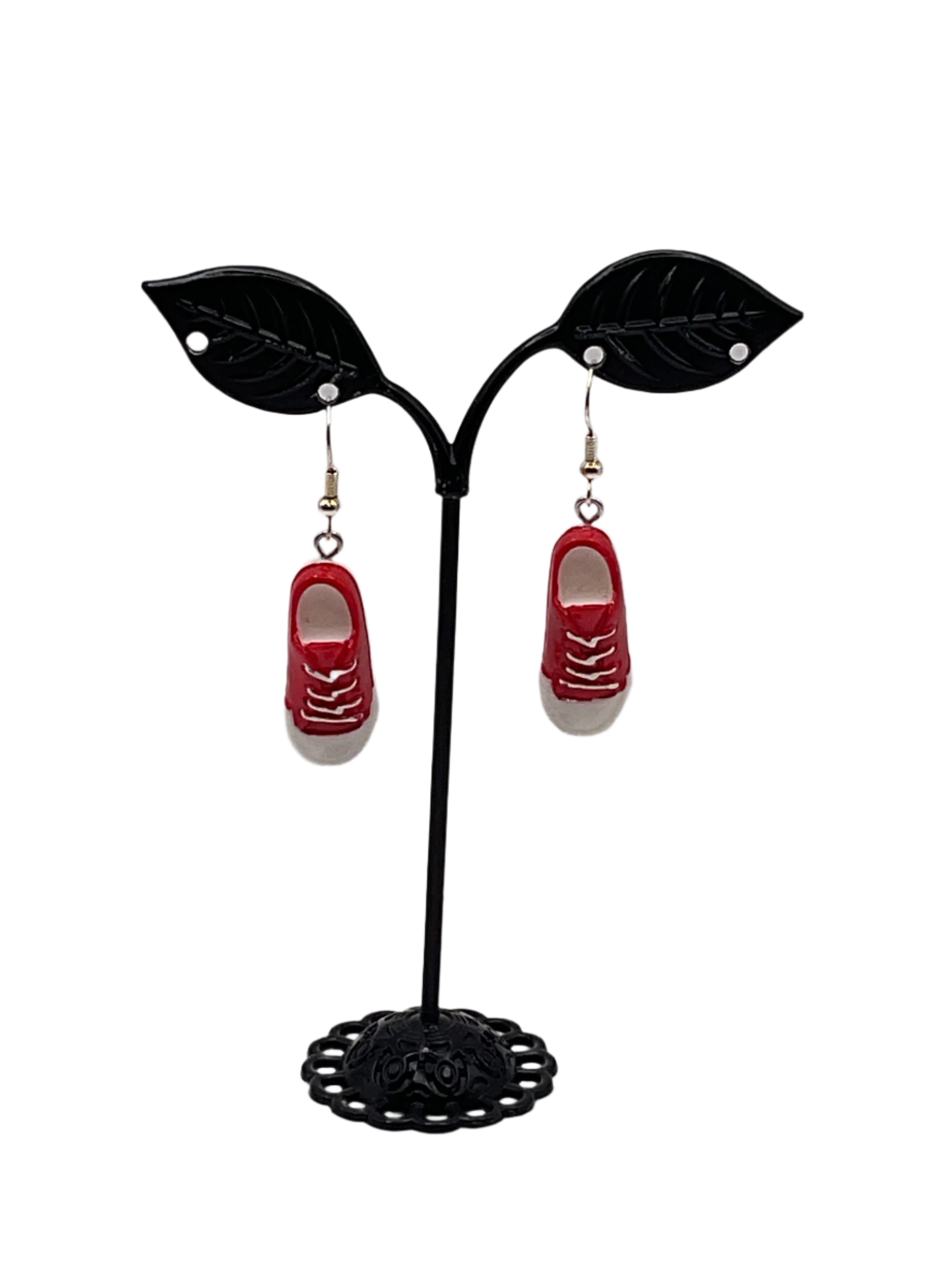 Red Canvas Shoe Earrings