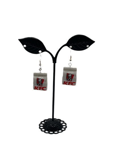 Chicken Fast Food Bag Earrings