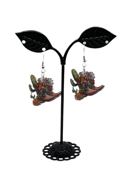 Boots And Sunflower Earrings