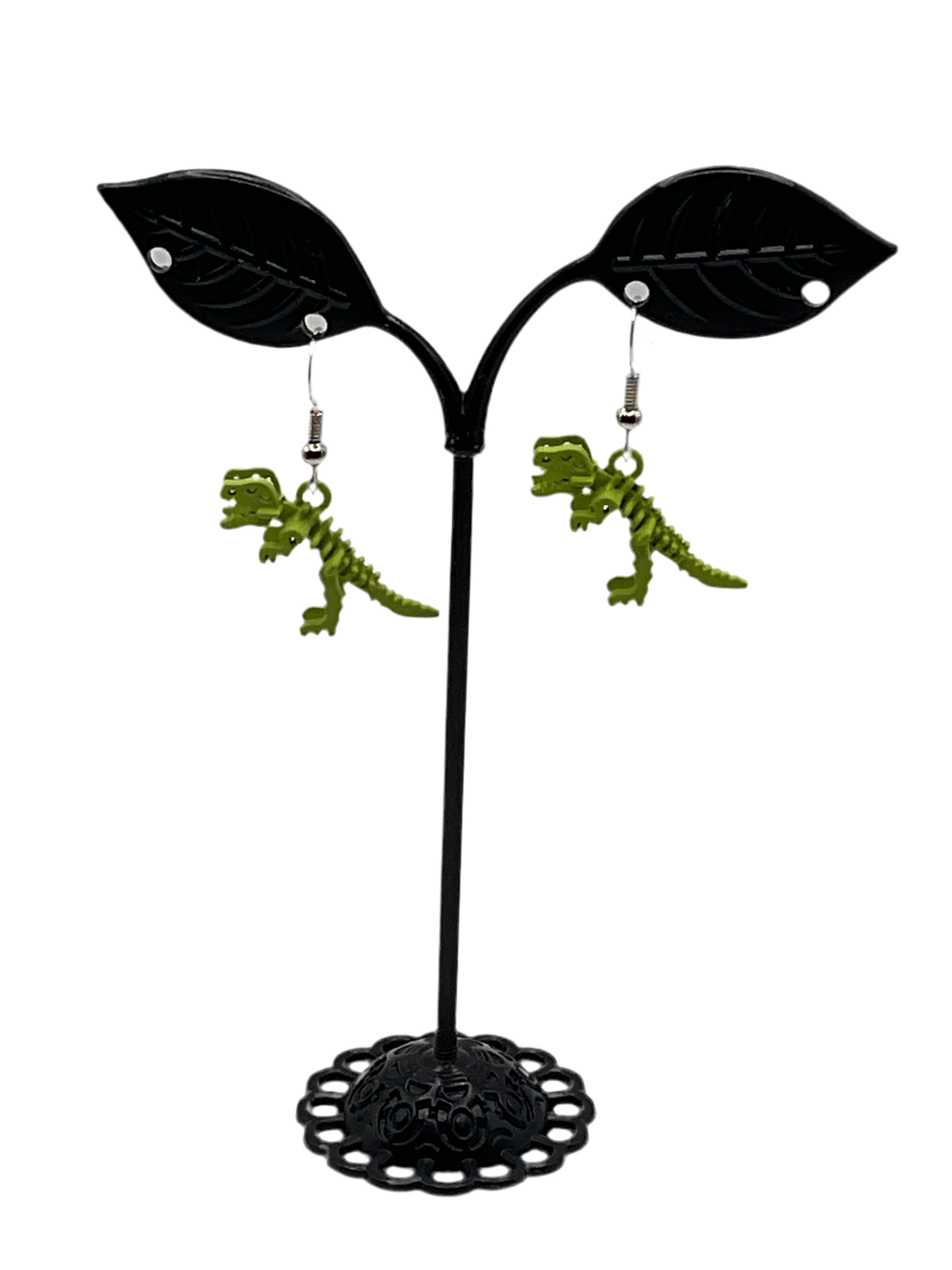 Green Dinosaur Skeleton Earrings Main image