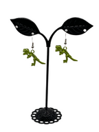 Green Dinosaur Skeleton Earrings