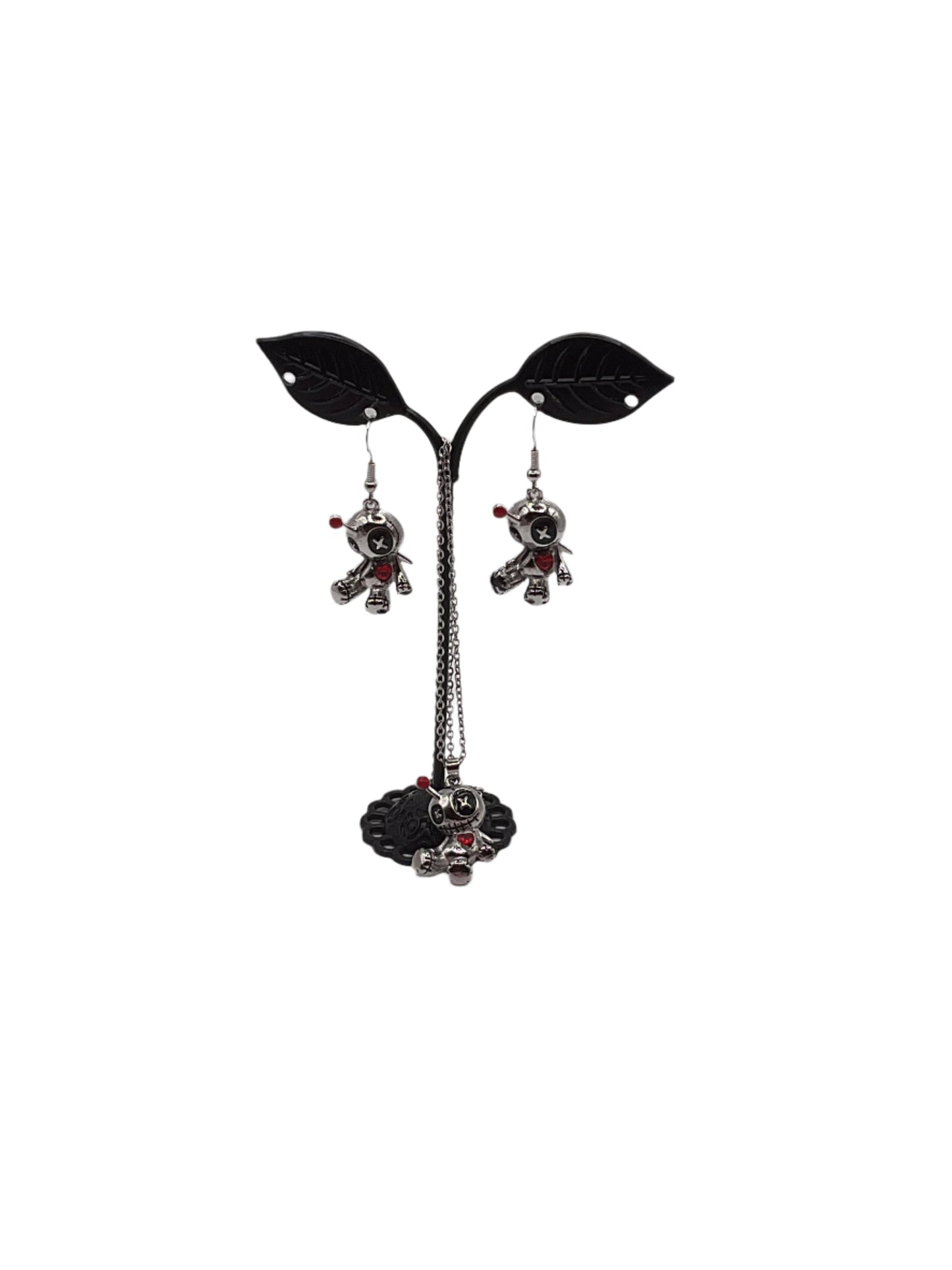 Voo Doo Doll Earrings and Necklace Set