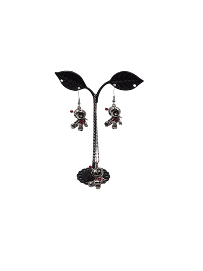 Voo Doo Doll Earrings and Necklace Set