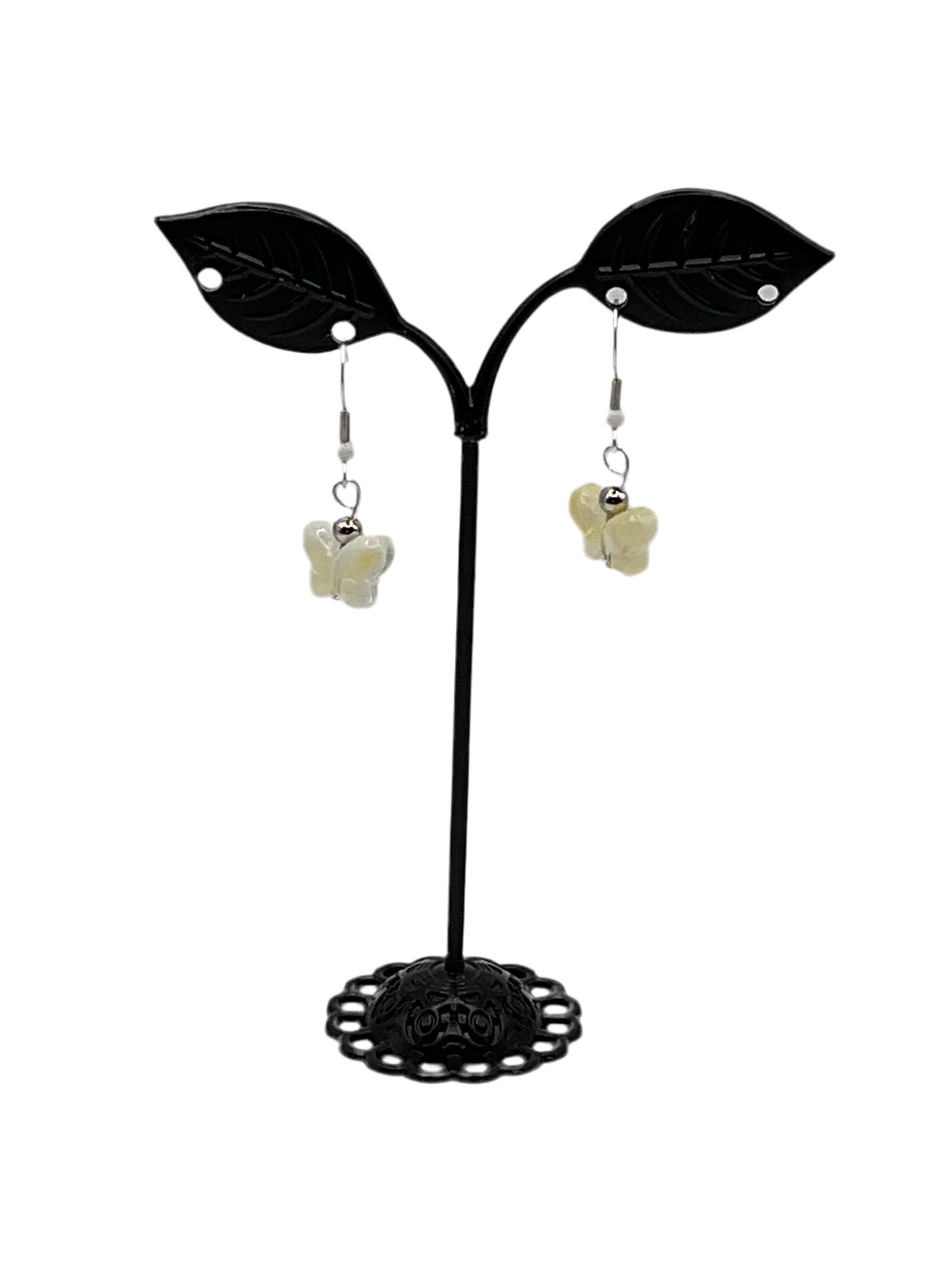 White/Yellow Butterfly Earrings Main image