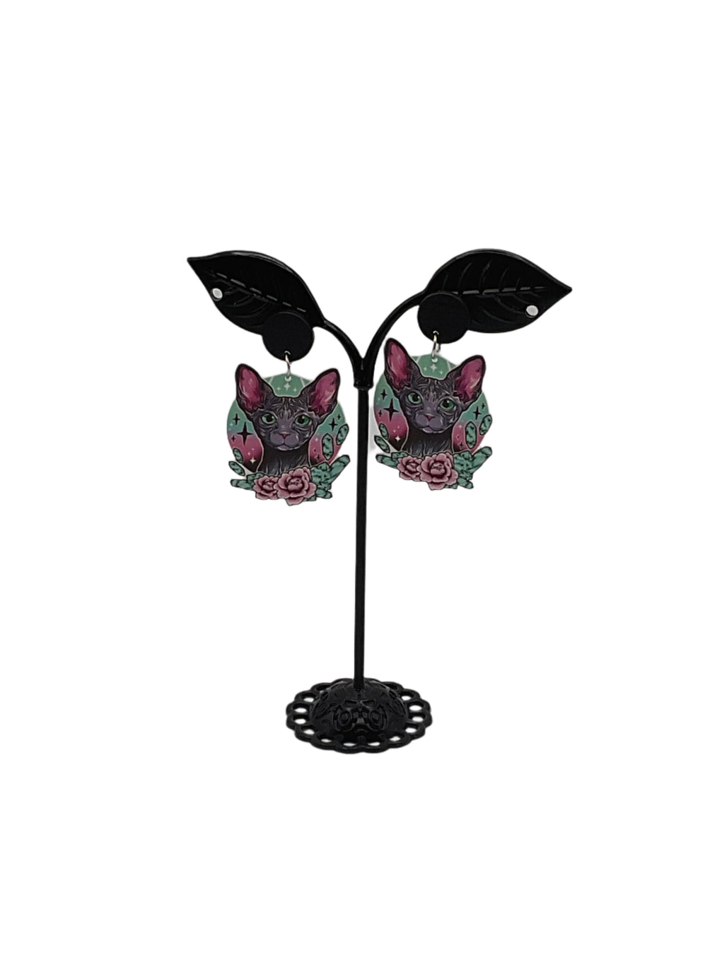 Grey Hairless Cat Earrings