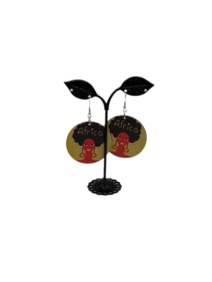 African woman round earrings