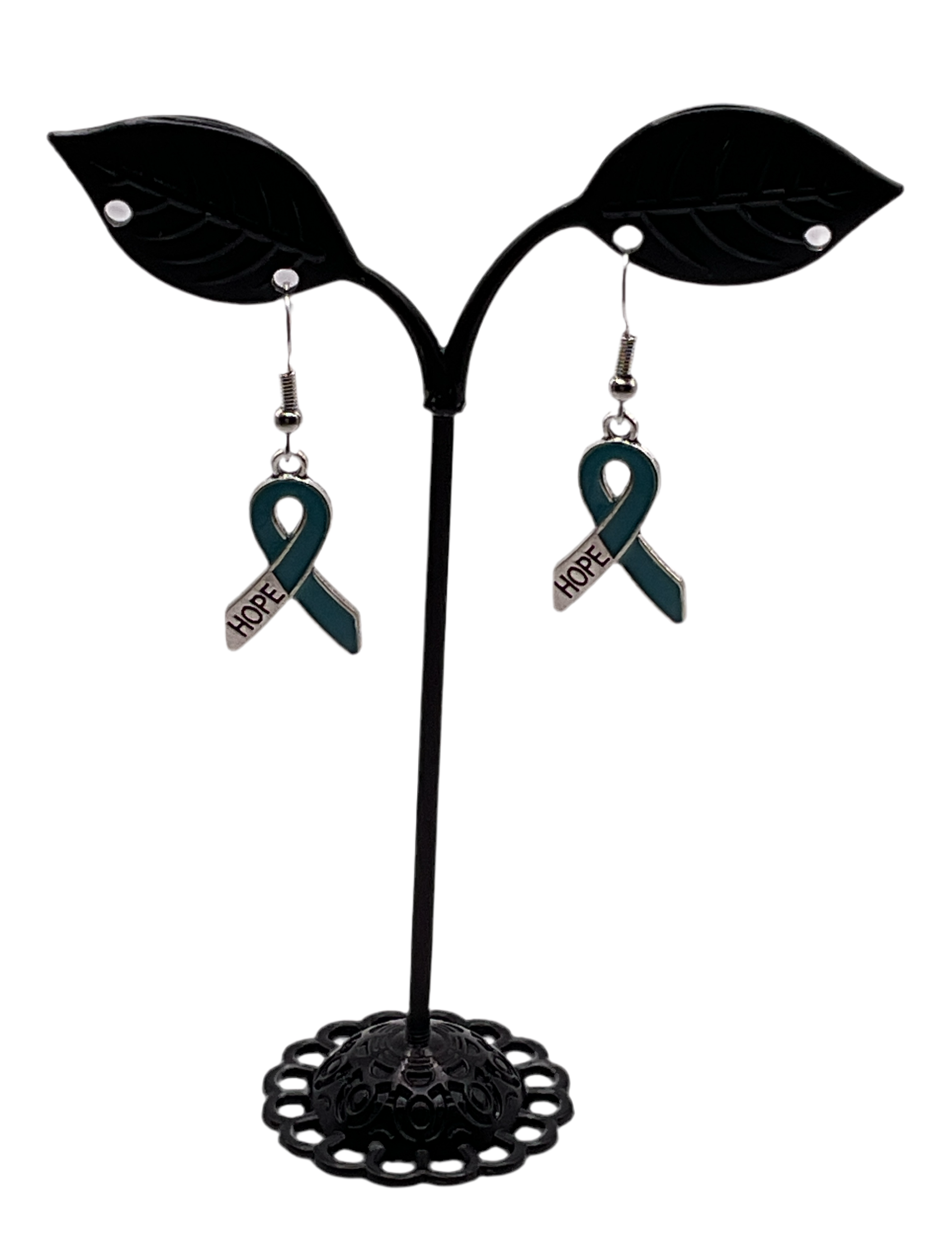 Blue hope awareness ribbon earrings Main image