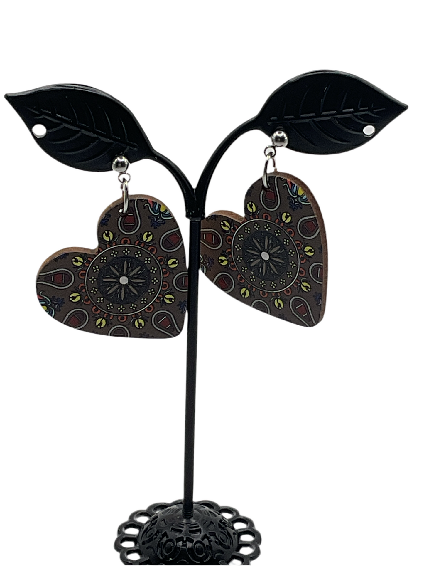 Brown Heart Earrings