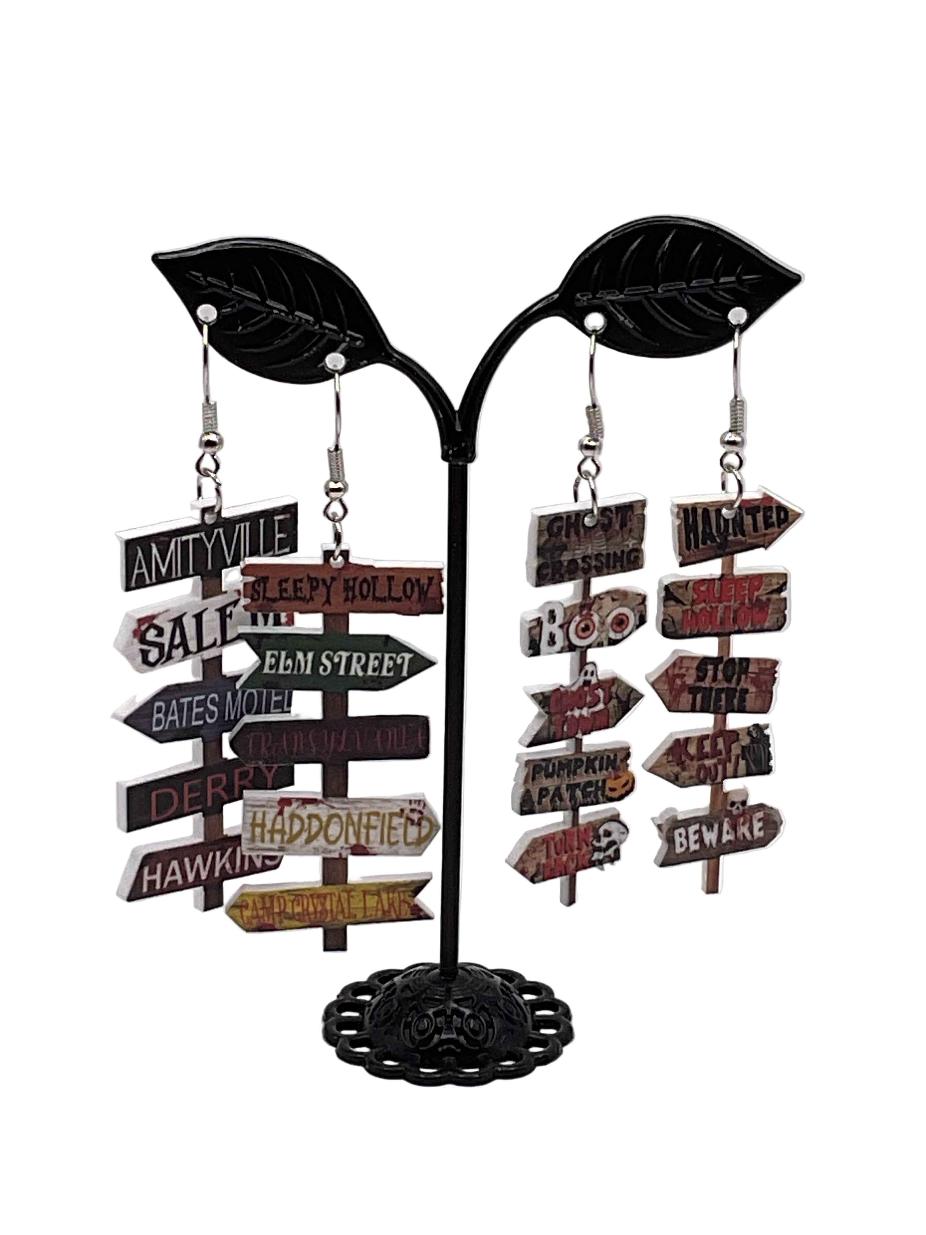 Halloween signpost earrings Main image