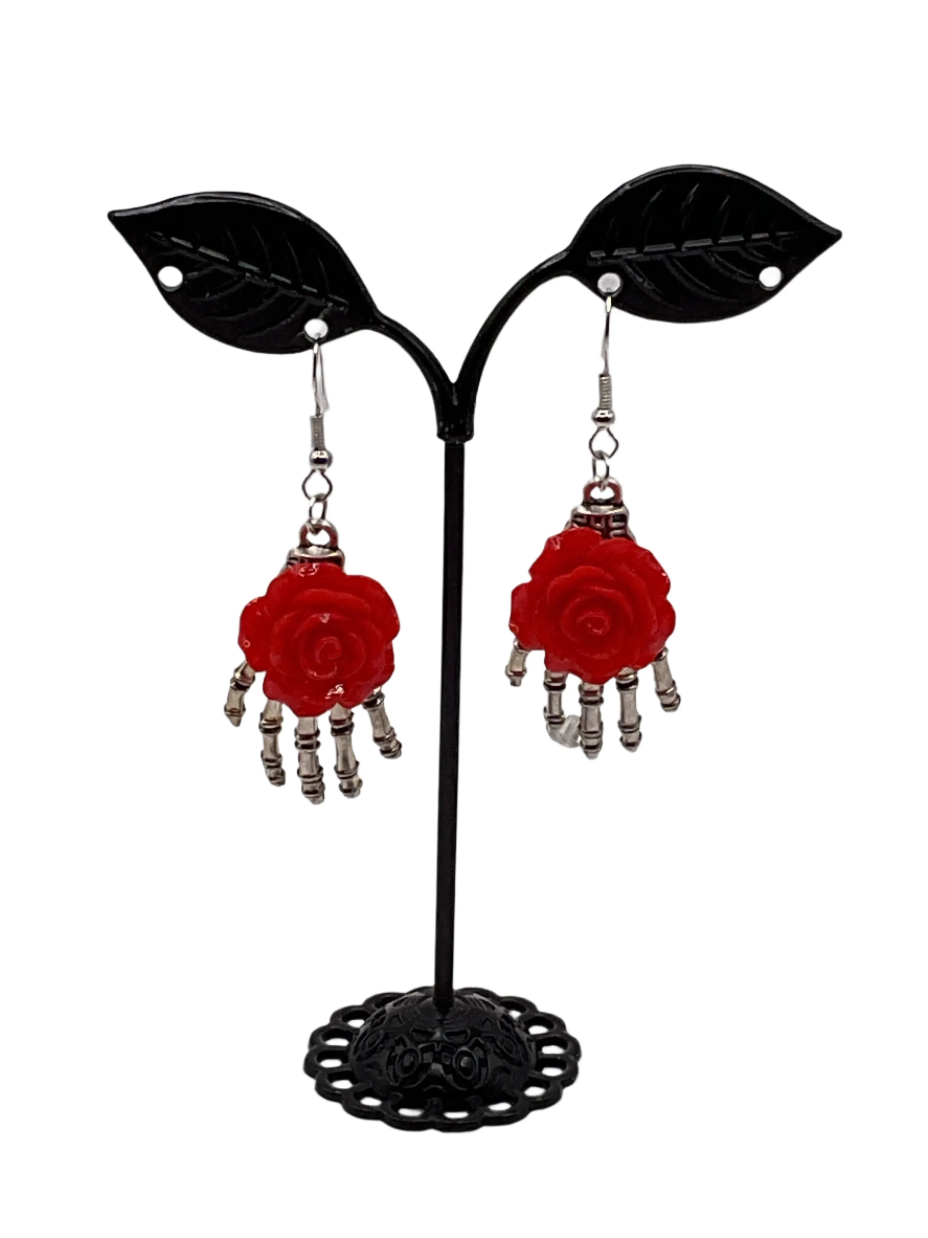 Skeleton Hand with Flower Earrings Main image
