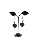 Green And Purple Heart Earrings