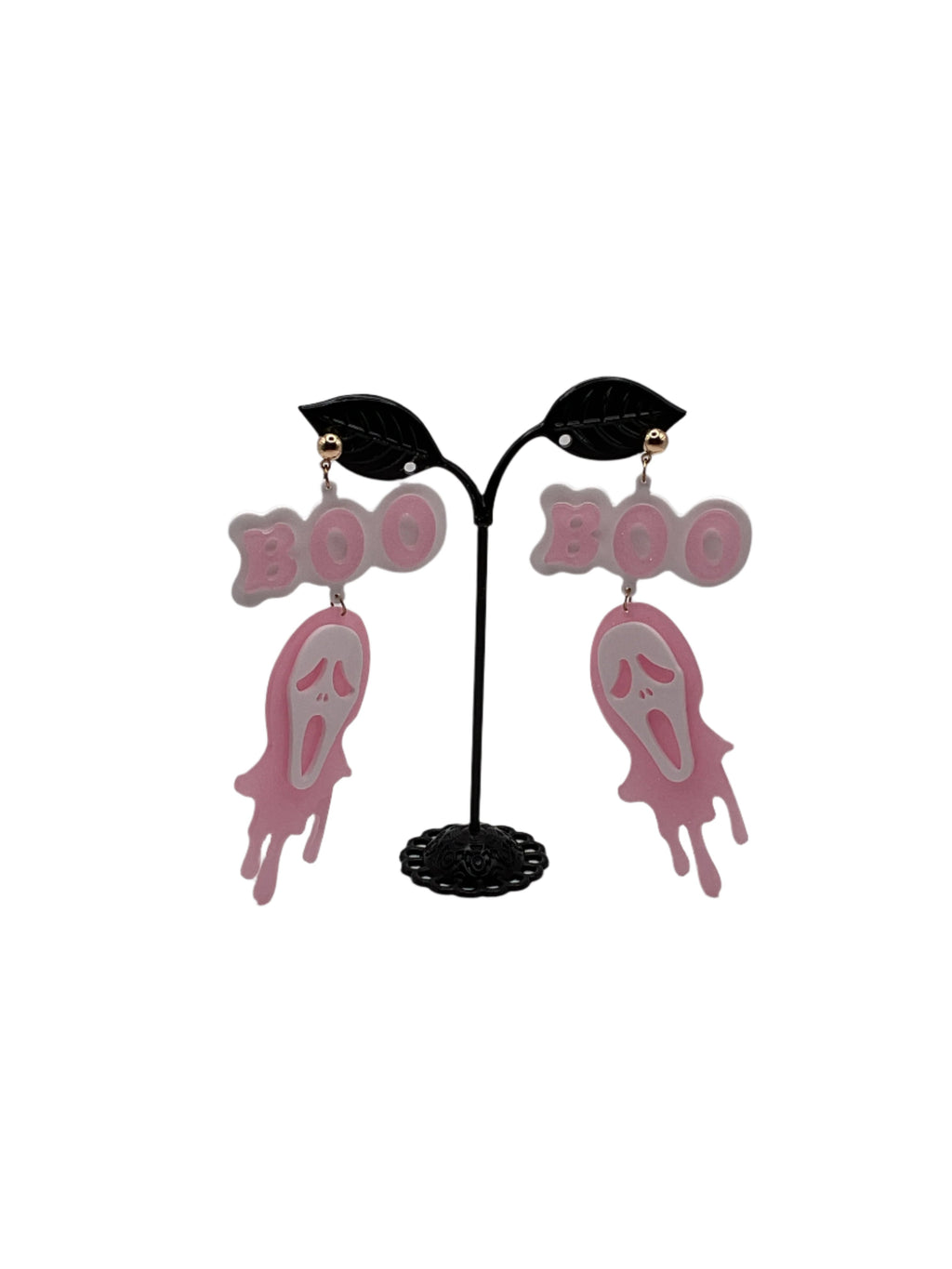 Pink scream boo earrings