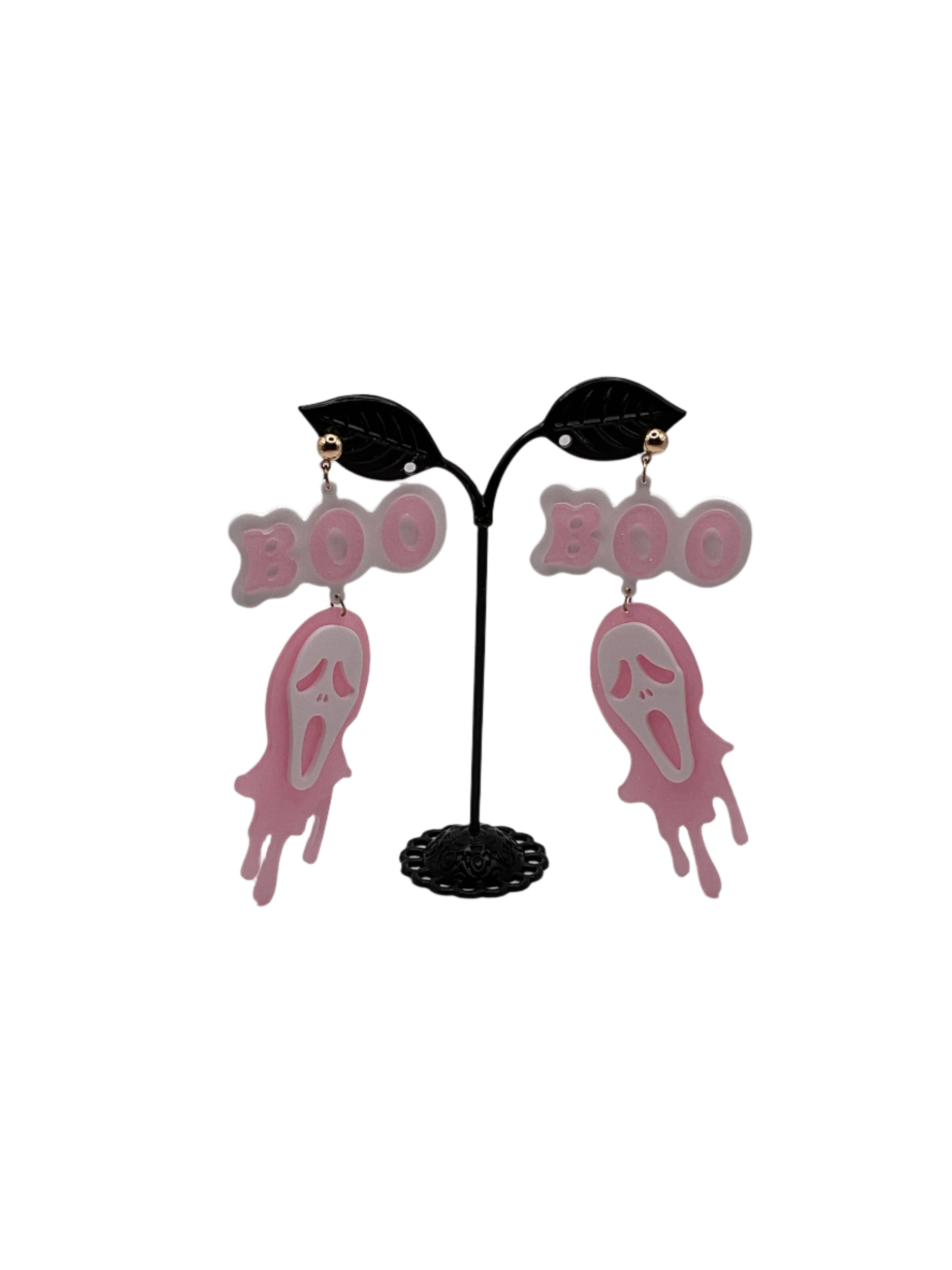 Pink scream boo earrings