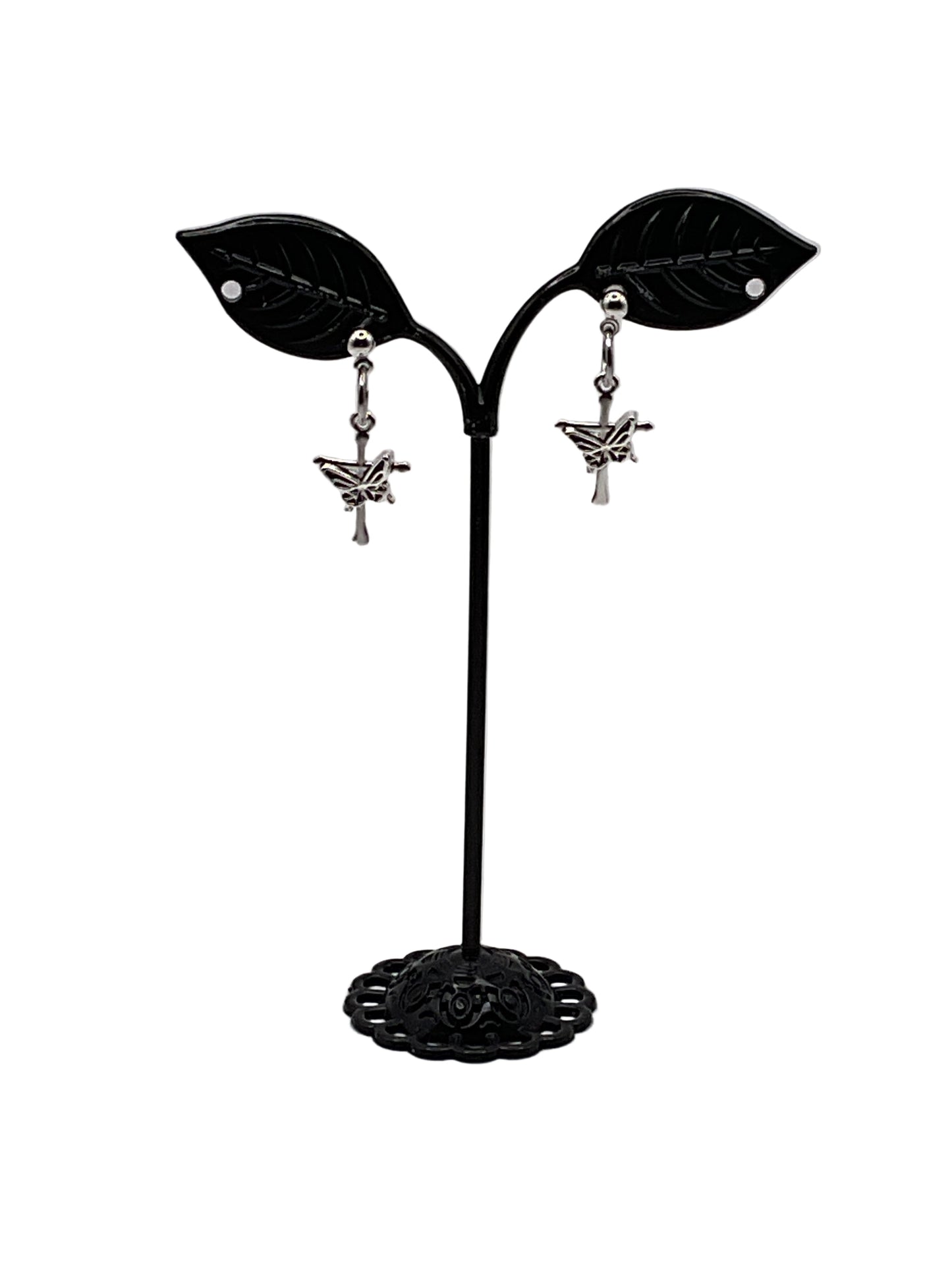 Cross with Butterfly Earrings