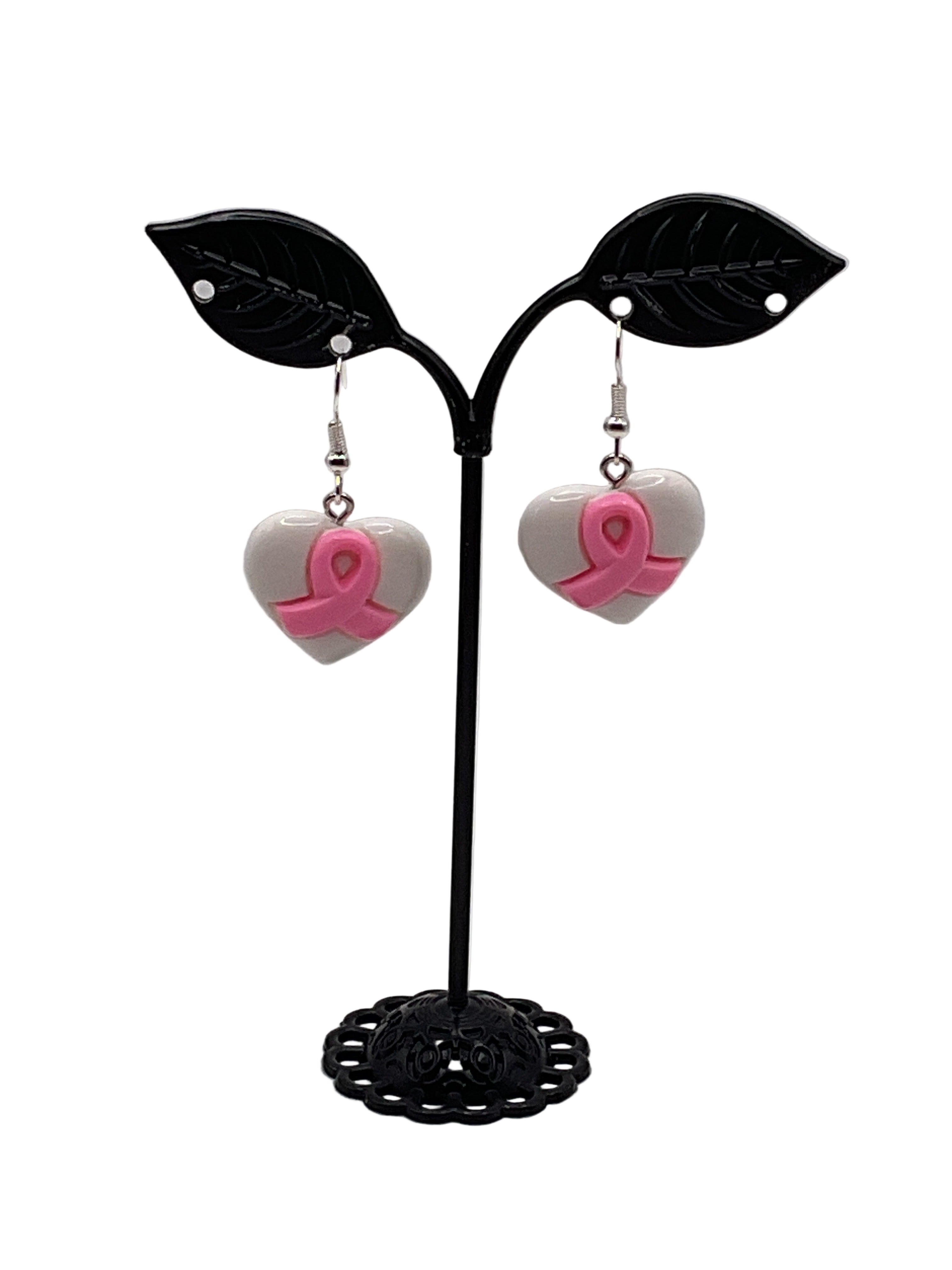 Breast cancer heart earrings Secondary image