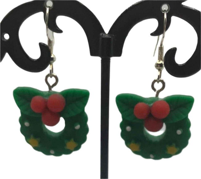 Christmas wreath earrings Hover Image