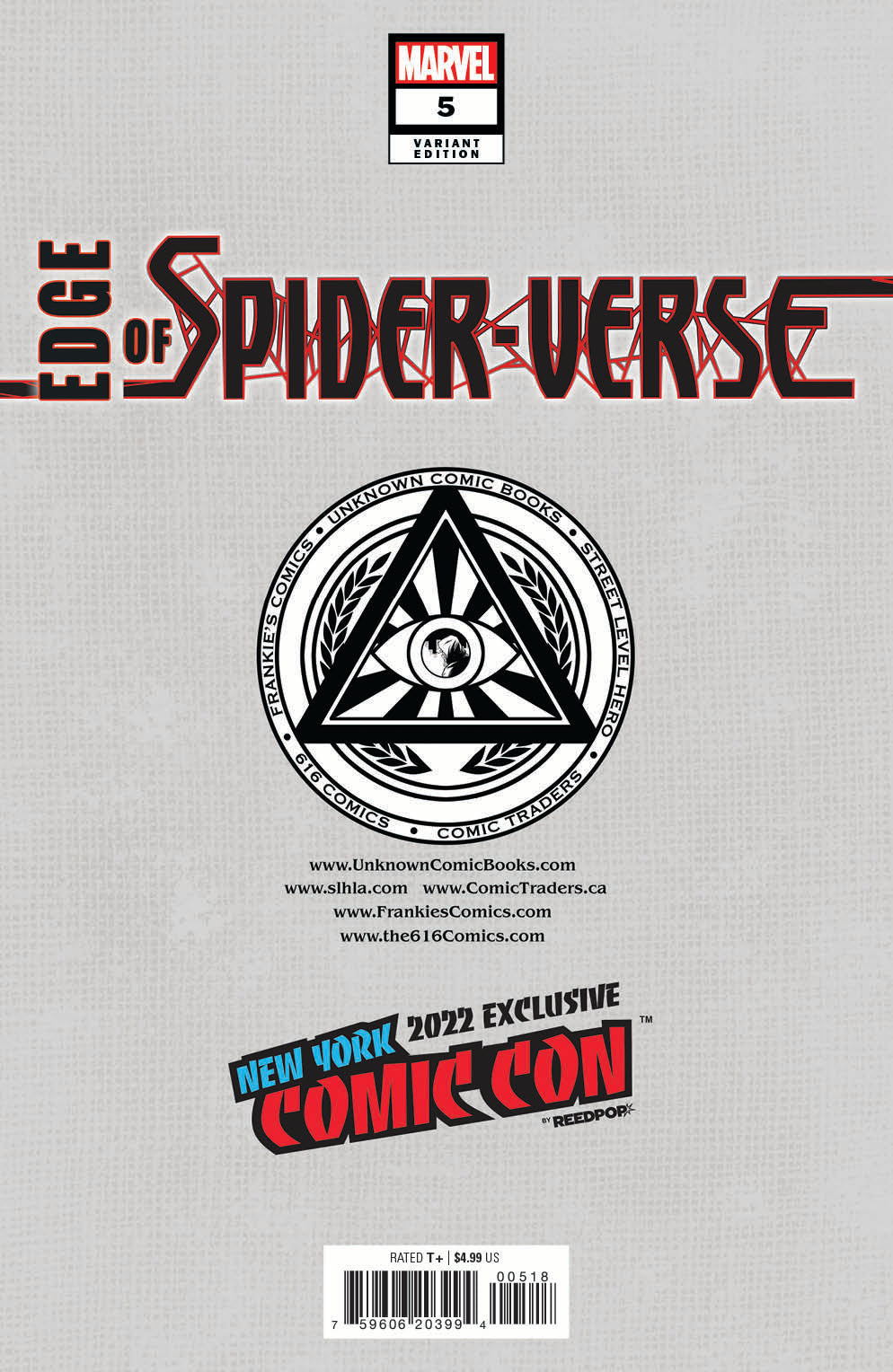 Edge Of Spider-Verse #5 Unknown Comics Tyler Kirkham Exclusive Nycc 2022 Silver Var (11/02/2022) - Collectors World Toys