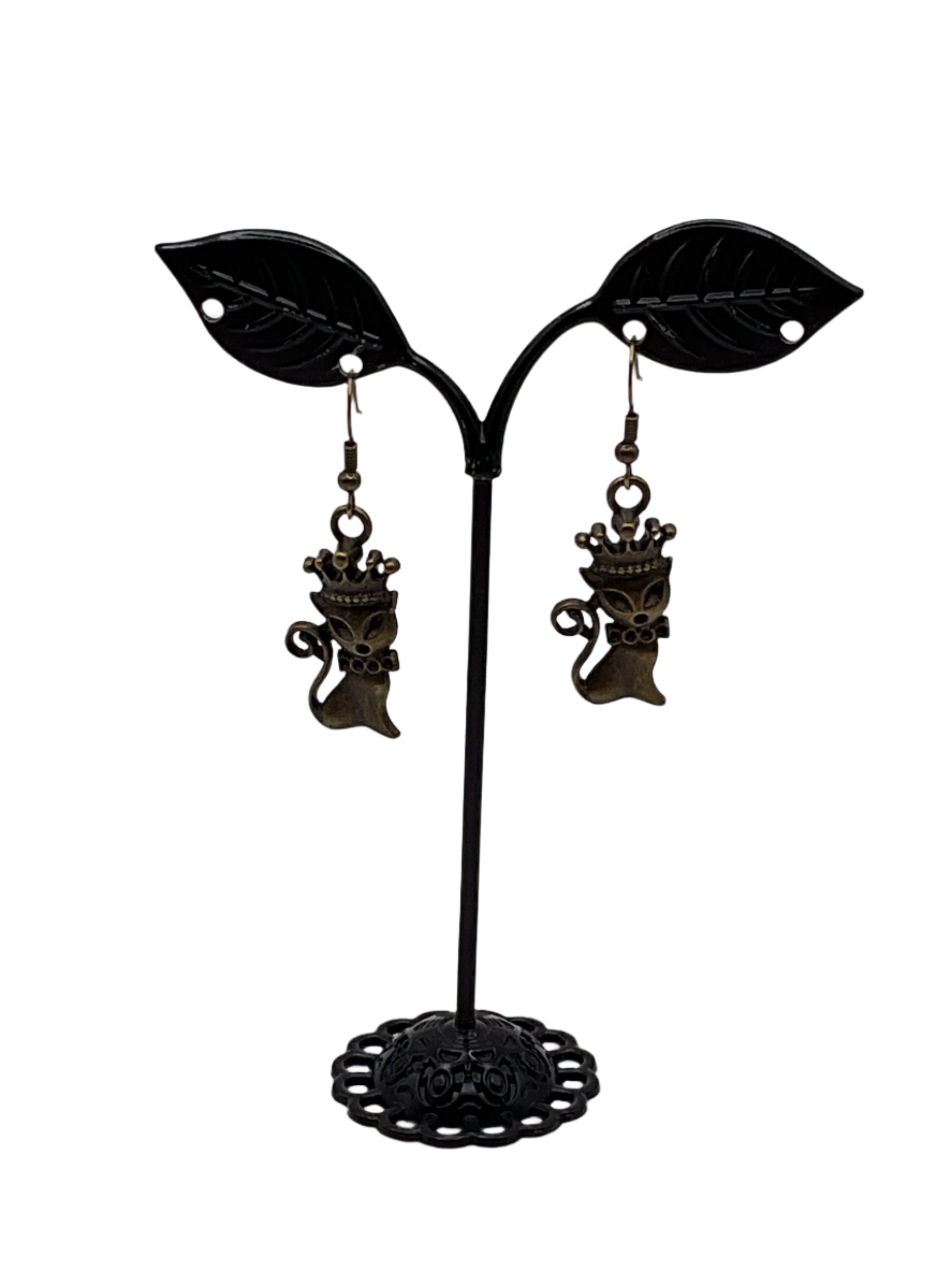 Vintage Bronze Cat Earrings Main image