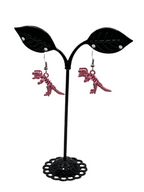 Pink Dinosaur Skeleton Earrings