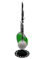 Green ping pong paddle and ball earrings
