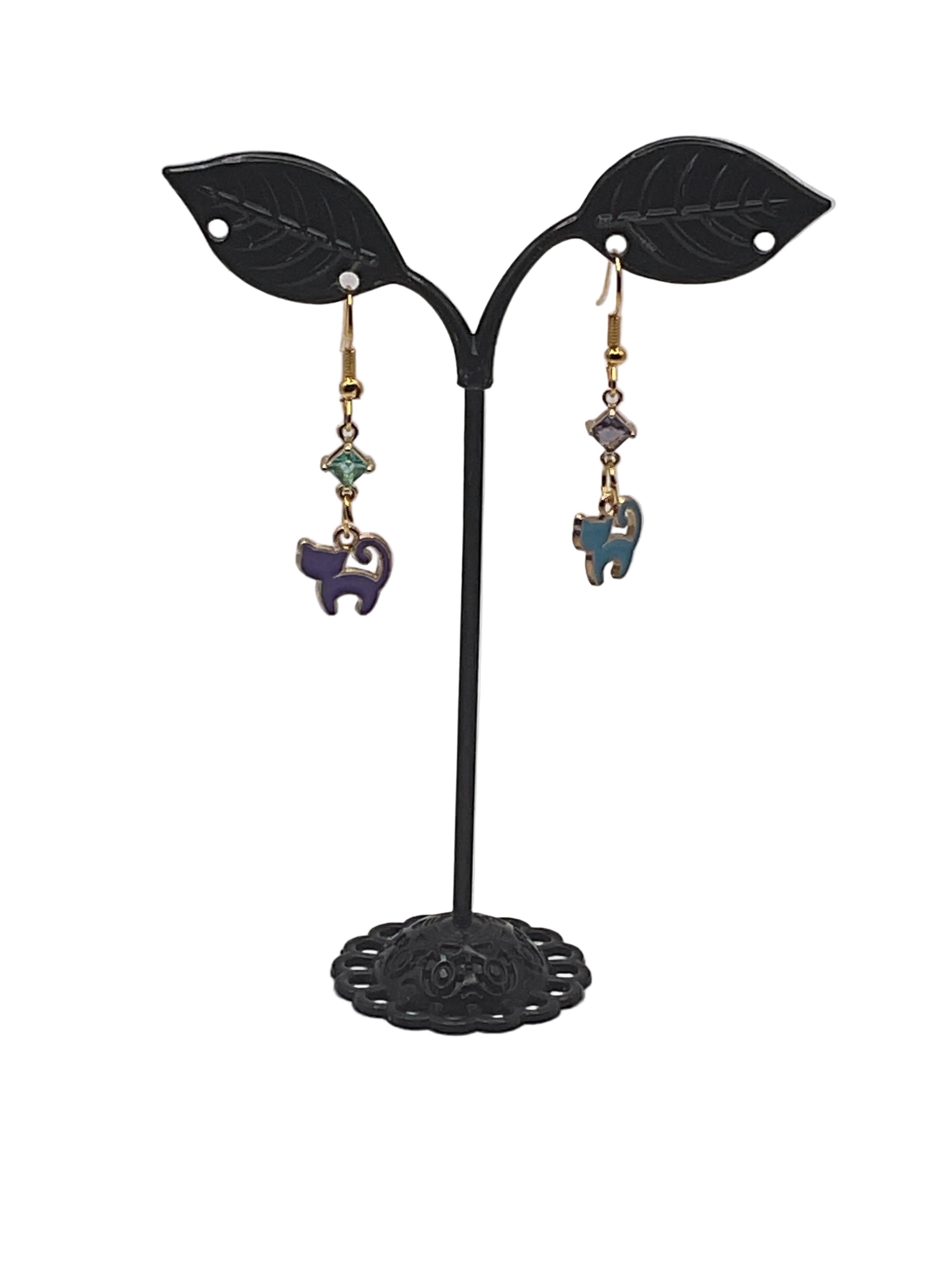 Kitties,Crosses and Crystal Earrings