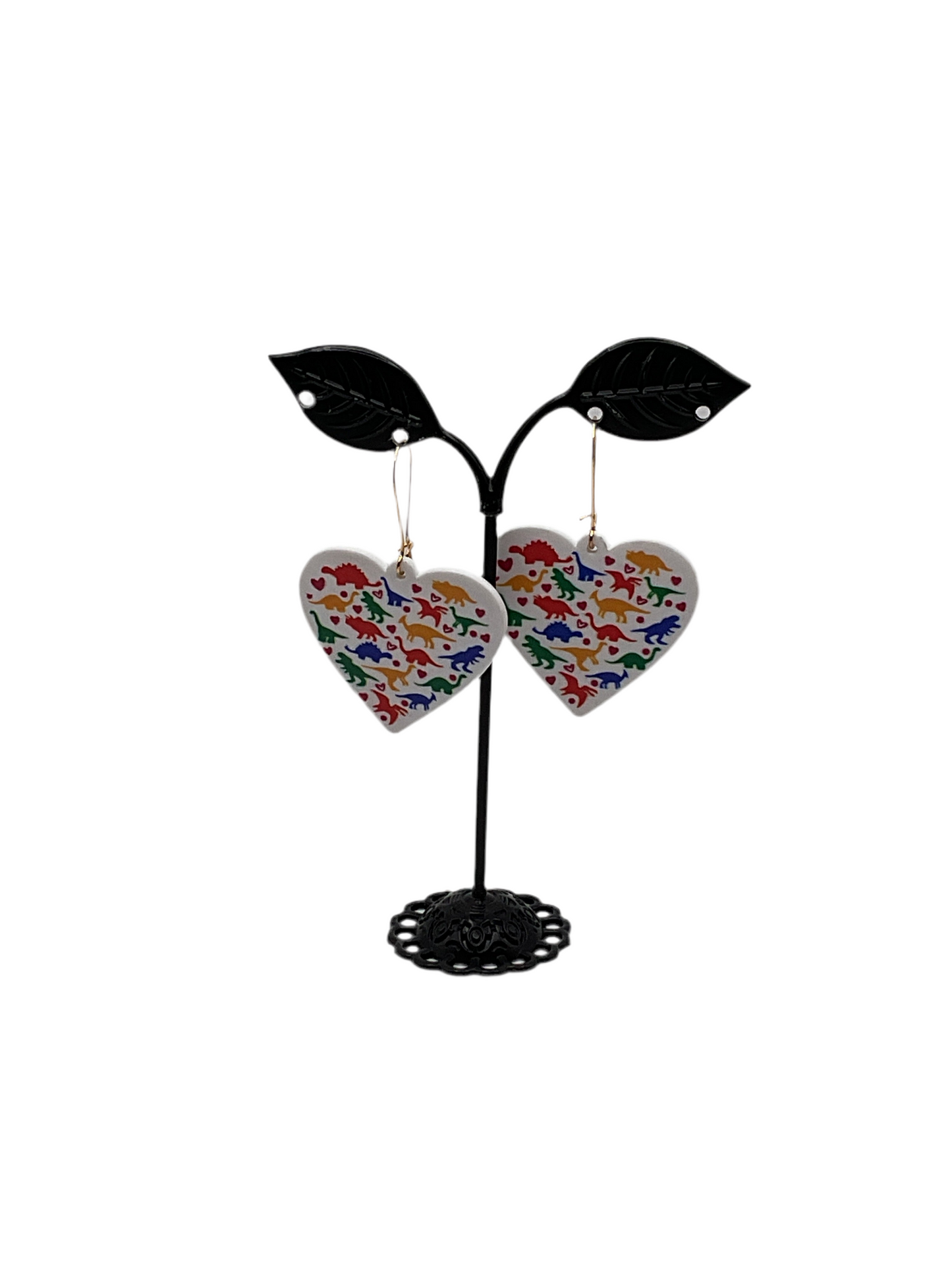 Dinosaur heart earrings