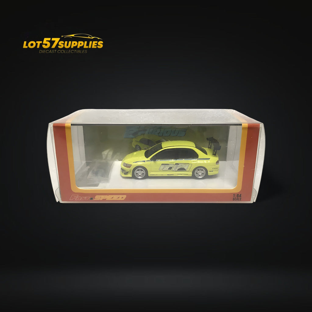 Fast Speed Mitsubishi Lancer Evolution EVO VII FNF Green Livery Figure Version 1:64 - Collectors World Toys