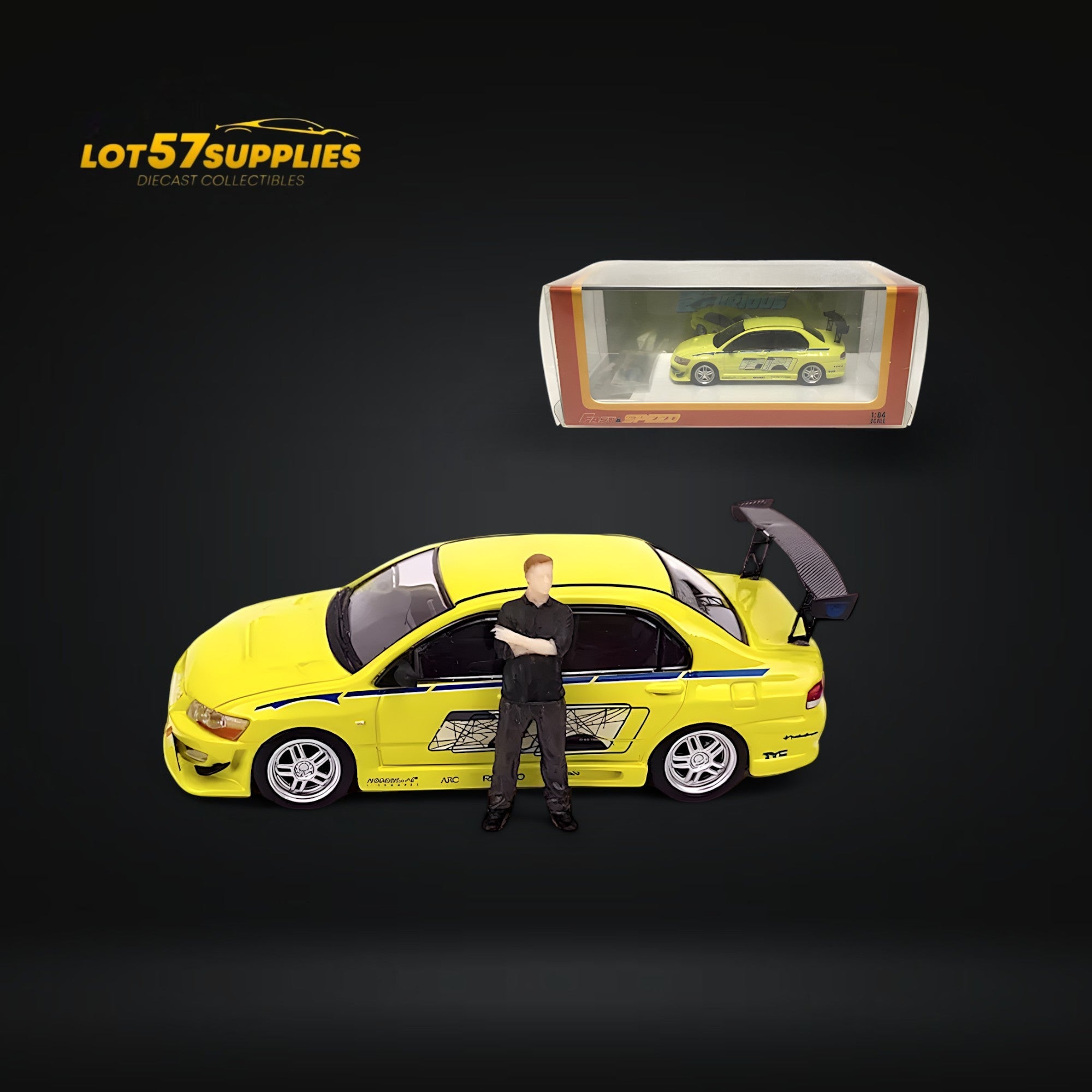 Fast Speed Mitsubishi Lancer Evolution EVO VII FNF Green Livery Figure Version 1:64 - Collectors World Toys