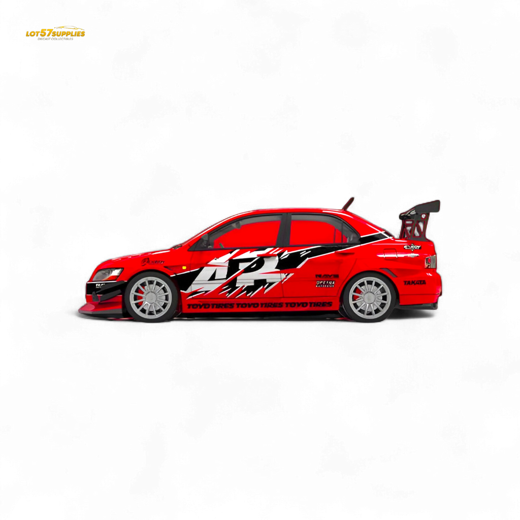 TimeMicro Mitsubishi Lancer EVO 9th Gen - Openable Hood & Figure - With Container 1:64 - Collectors World Toys