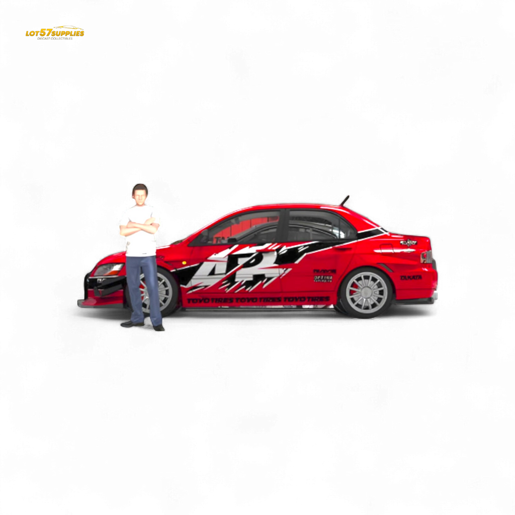 TimeMicro Mitsubishi Lancer EVO 9th Gen - Openable Hood & Figure - With Container 1:64 - Collectors World Toys