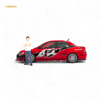 TimeMicro Mitsubishi Lancer EVO 9th Gen - Openable Hood & Figure - With Container 1:64 - Collectors World Toys