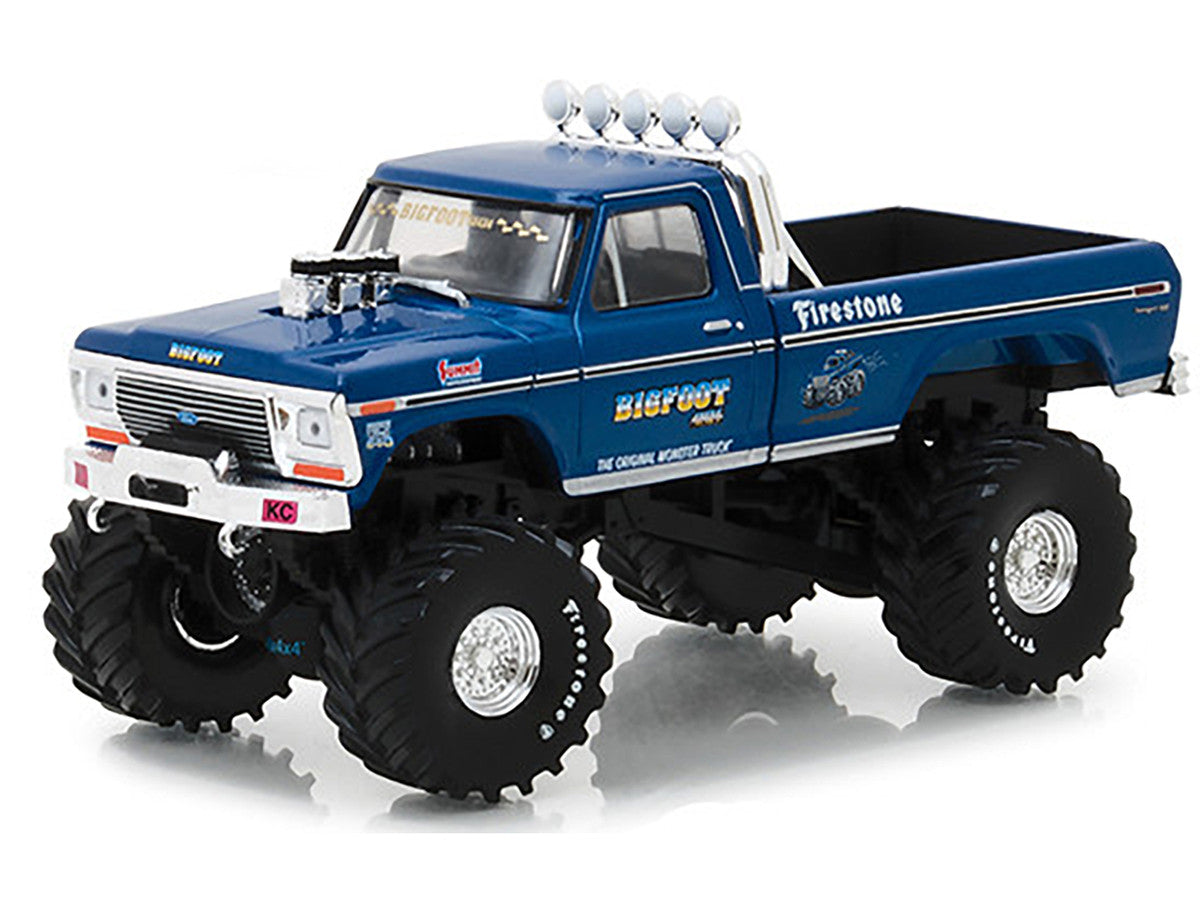 Greenlight - 1974 Ford F-250 Ranger XLT Monster Truck Bigfoot #1 "The Original Monster Truck" Blue "Kings of Crunch" 1/43 Diecast Model Car by Greenlight