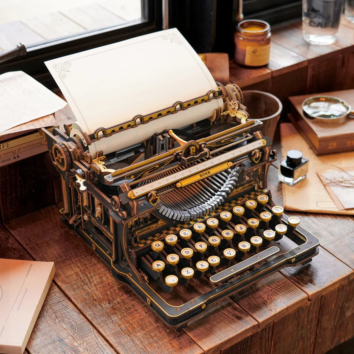 ROKR - Mechanical Typewriter Wooden 3D Puzzle LK703B (Classic Version)