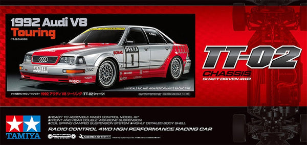Tamiya - 1/10 RC 1992 Audi V8 Touring Model Kit, TT-02 Chassis