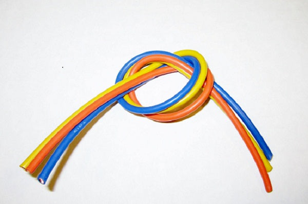 TQ Wire - 13 Gauge Super Flexible Wire- 1' ea. Blue, Yellow, Orange