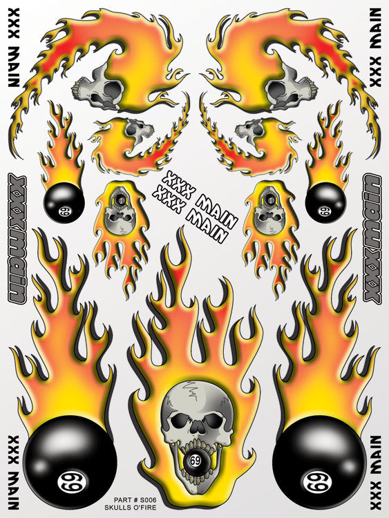 XXX Main Racing - Skulls O'Fire Sticker Sheet