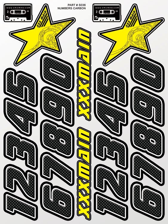 XXX Main Racing - Numbers Carbon Sticker Sheet