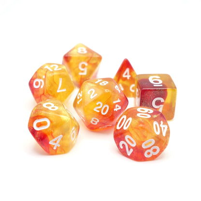 Efreeti's Robe - 7 Piece DnD Dice Set | Acrylic RPG Gaming Dice