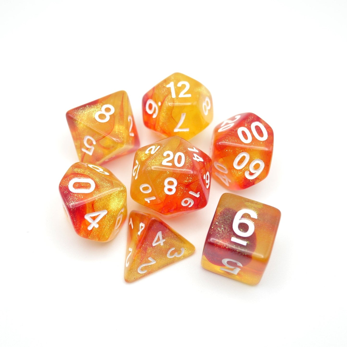 Efreeti's Robe - 7 Piece DnD Dice Set | Acrylic RPG Gaming Dice