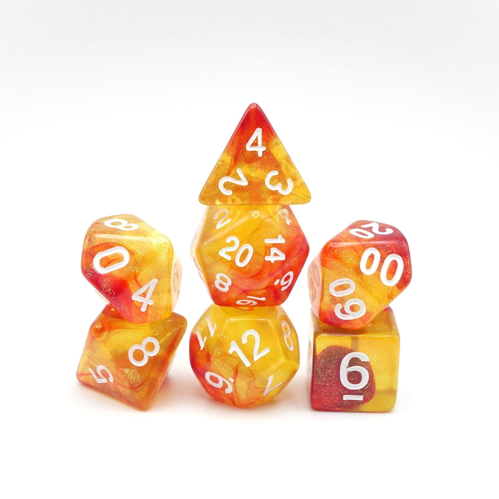 Efreeti's Robe - 7 Piece DnD Dice Set | Acrylic RPG Gaming Dice - Collectors World Toys