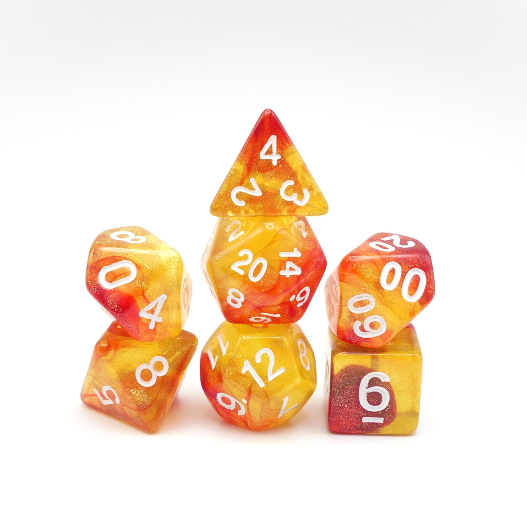 Efreeti's Robe - 7 Piece DnD Dice Set | Acrylic RPG Gaming Dice