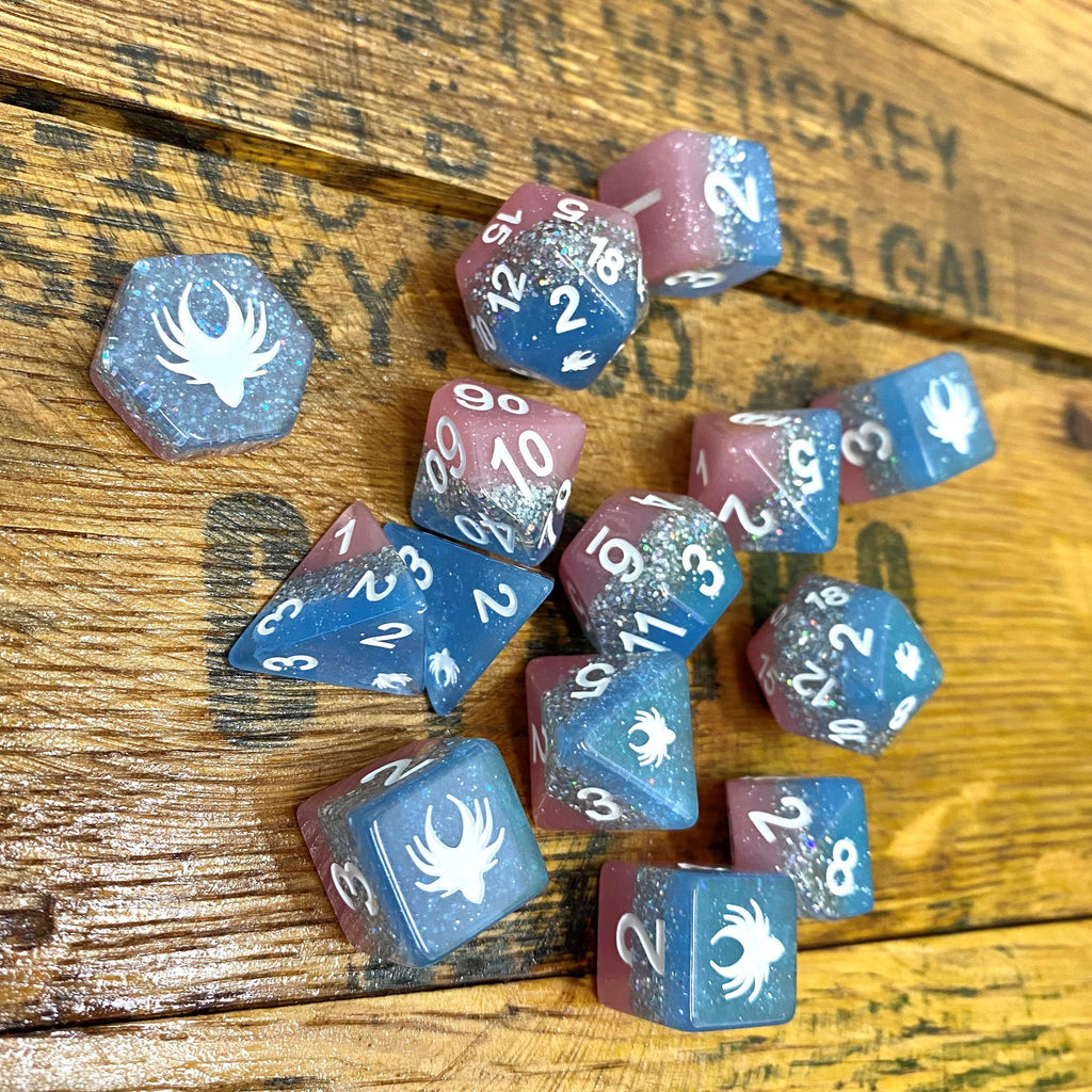 Elemental Glimmer - 14 Piece DnD Dice Set | Acrylic RPG Gaming Dice - Collectors World Toys