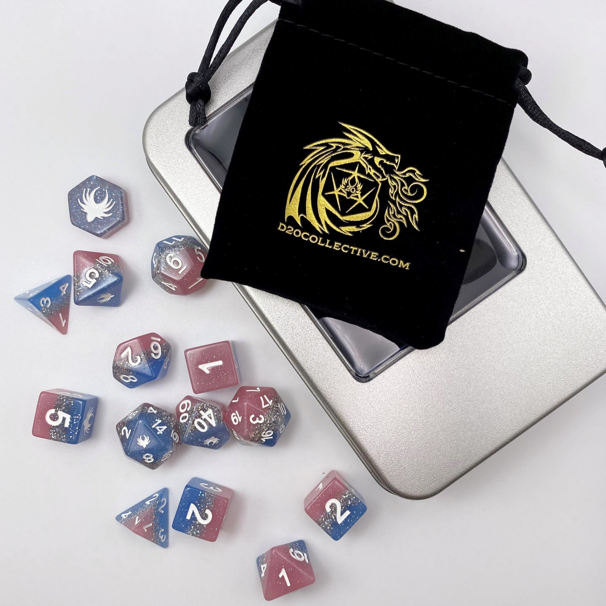 Elemental Glimmer - 14 Piece DnD Dice Set | Acrylic RPG Gaming Dice