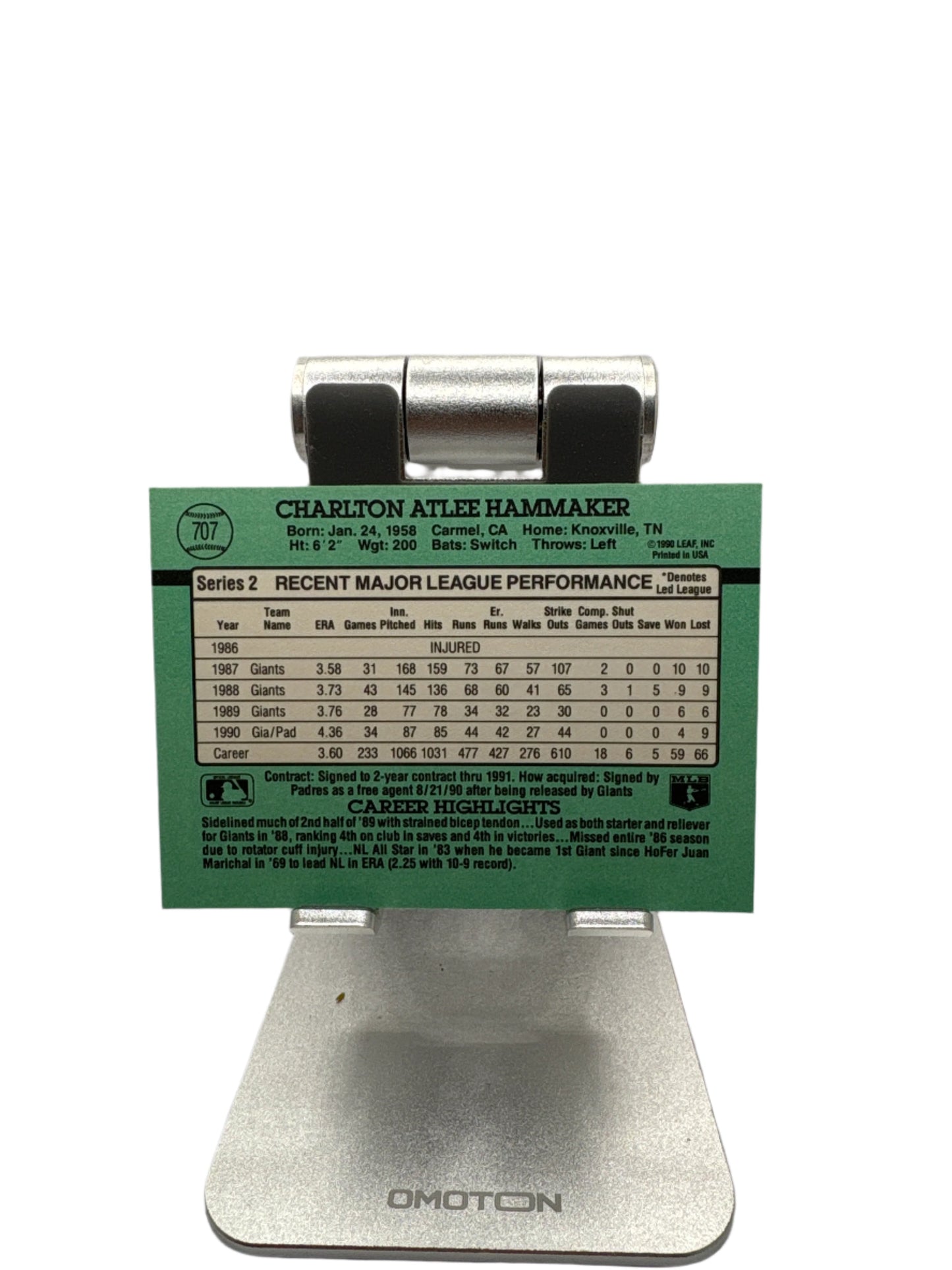 Donruss Atlee Hammaker Sports Card